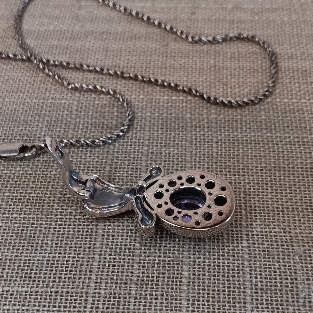 OC Tanner Sterling Silver Amethyst Pendant Necklace Pierced Earrings Set - Picture 6 of 15